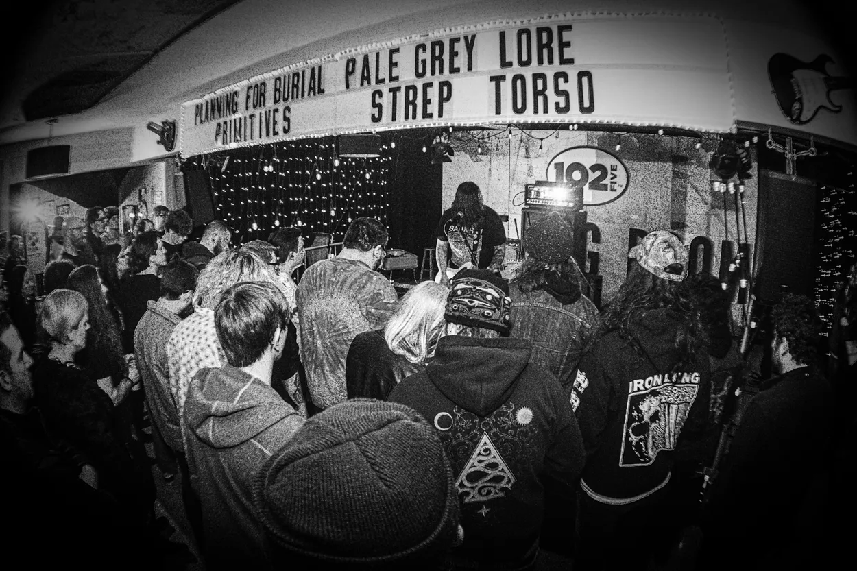 Planning for Burial performing live at Big Room Bar, Columbus in 2018 — concert photography by James Anthony Brooks